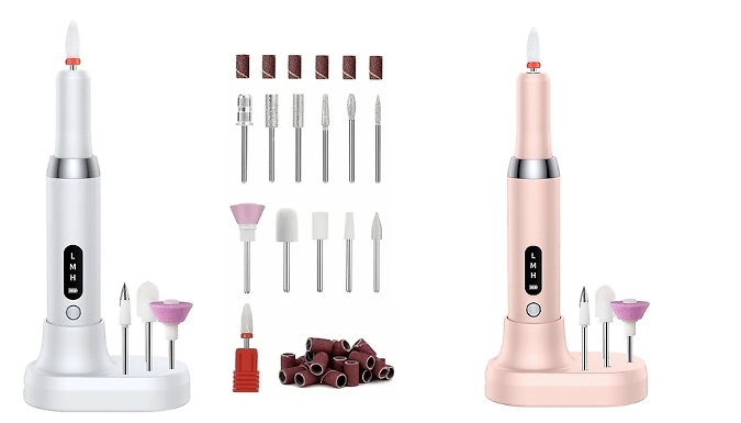 Electric Nail Drill with Rechargeable Base - White or Pink from Go Groopie IE