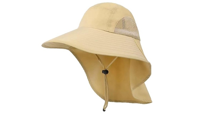 Unisex Wide Brim Sun Hat with Neck Flap - 6 Colours