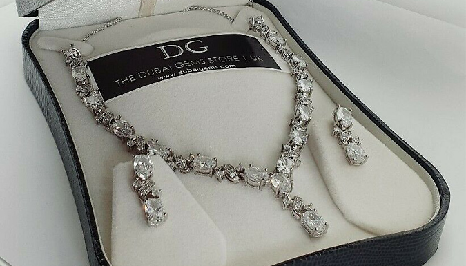 Created Diamond Drop Necklace & Earrings Set