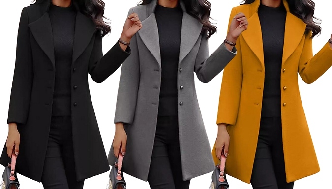 Long Blazer-Style Trench Coat - 3 Colours, 6 Sizes