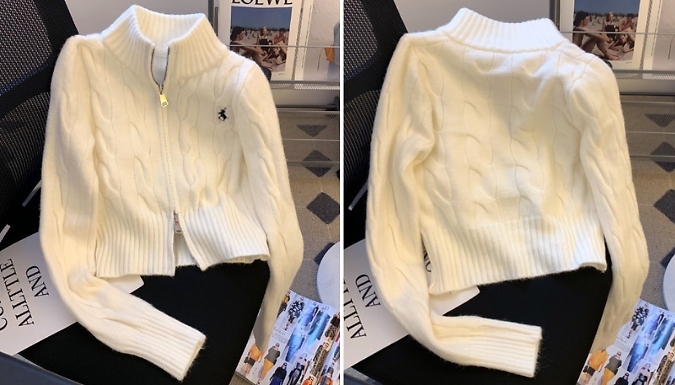 Cosy Cable-Knit Zip-Up Sweater - 3 Colours, 5 Sizes!