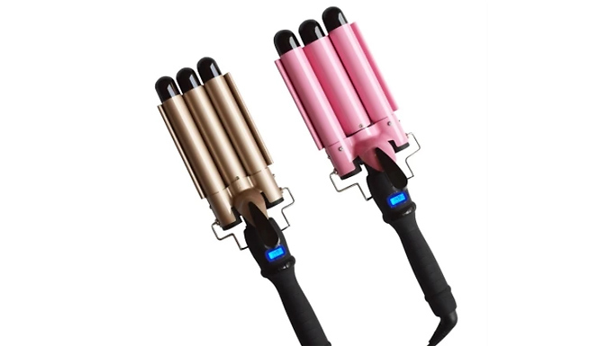 Triple Barrel Hair Curling Iron with LED Display - 2 Colours & 5 Sizes