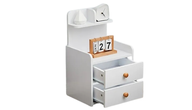 Wooden 2-Drawer Nightstand with Shelf