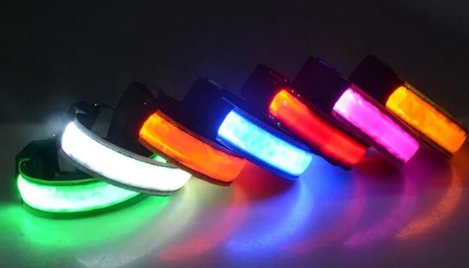 2-Pack of LED Light Flashing Safety Armbands - 7 Colours