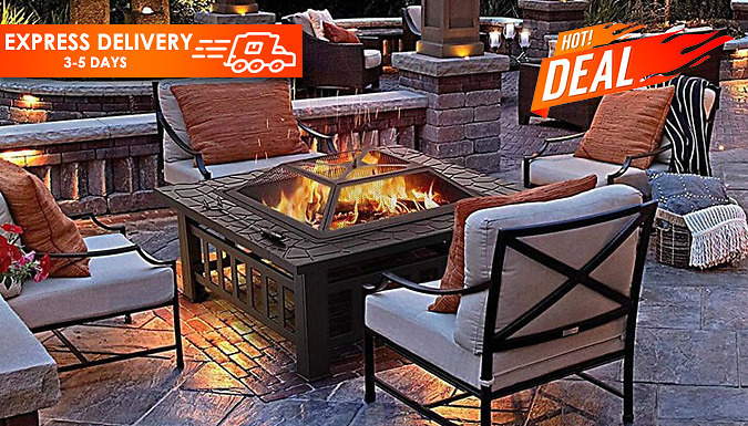 Rattrix UK 3-in-1 Outdoor Fire Pit Table with Rain Cover