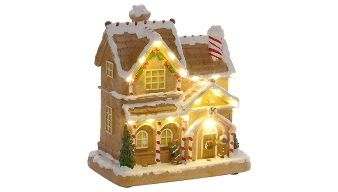 HOMCOM Light Up Gingerbread Music House