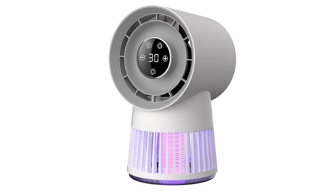2-in-1 Bladeless Electric Mosquito Zapper Lamp & Fan!