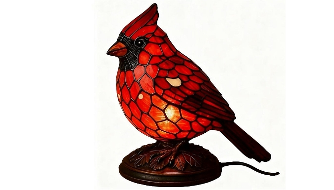 Stained-Glass-Effect Bird Table Lamp - 5 Colours!