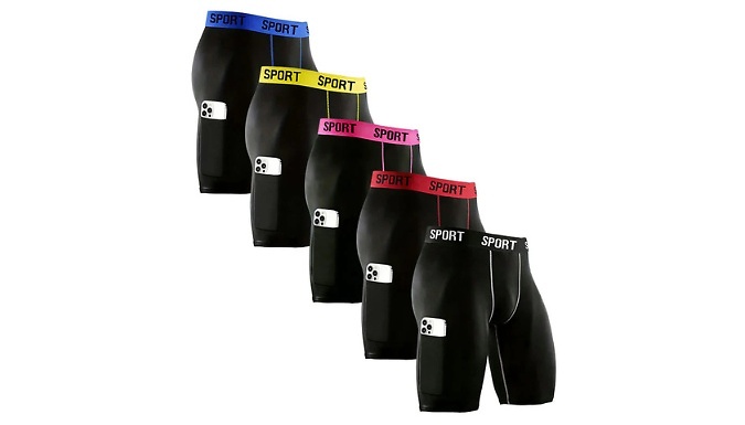 5-Pack Men's Extra Long Sports Boxer Briefs - 6 Colours & 5 Sizes!