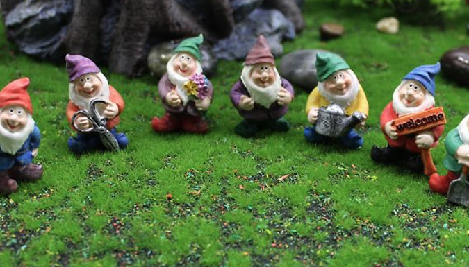 7 Piece Mini Resin Garden Gnome Collection