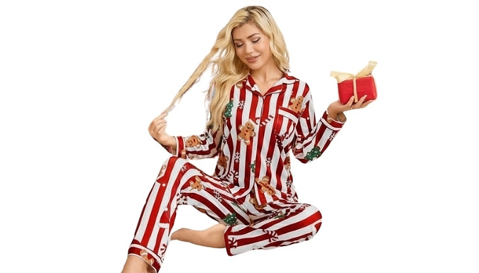 Women's Striped Christmas Pyjama Set - 3 Designs & 4 Sizes