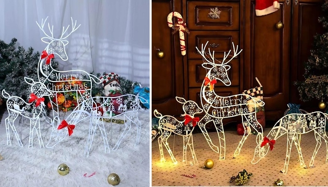 Reindeer Family Christmas Garden Lights