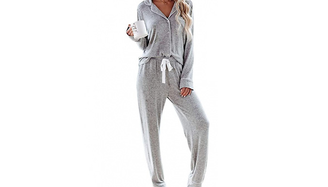 Button Shirt & Joggers Loungewear Set - 3 Colours & 5 Sizes