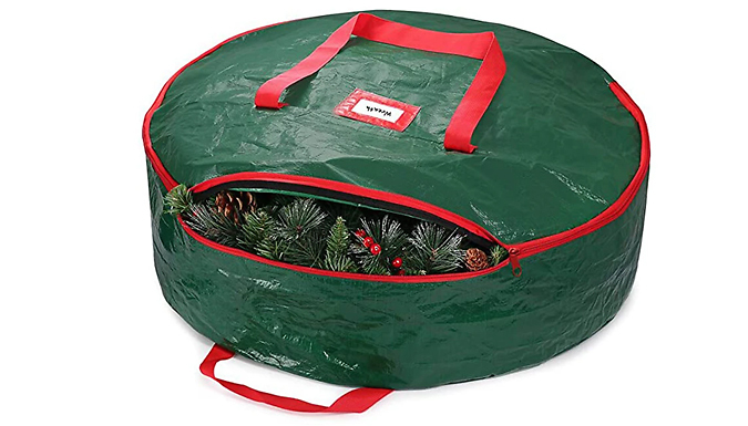 Christmas Wreath Zip-Up Waterproof Storage Bag - 2 Colours