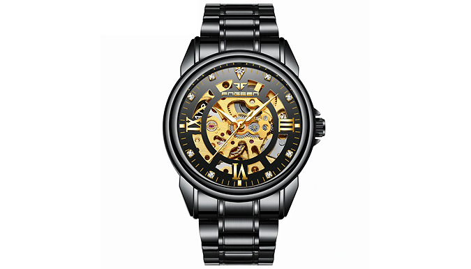 FNGEEN Skeleton Stainless Steel Wrist Watch - 3 Colours