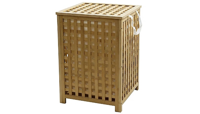 120L Bamboo Laundry Basket with Inner Liner & Lid