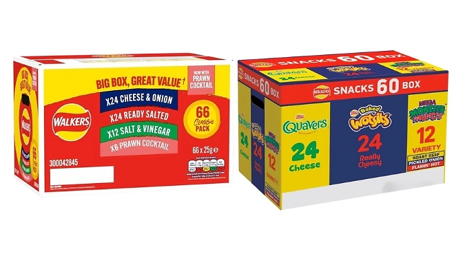 60 or 66-Pack Walkers Crisps Snack Variety Box