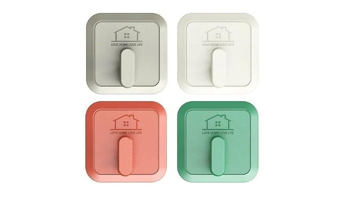 4-Piece Self Adhesive Home Hooks - 4 Colours