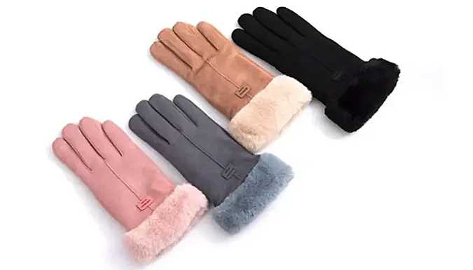 Sherpa-Lined Touchscreen Gloves - 6 Colours