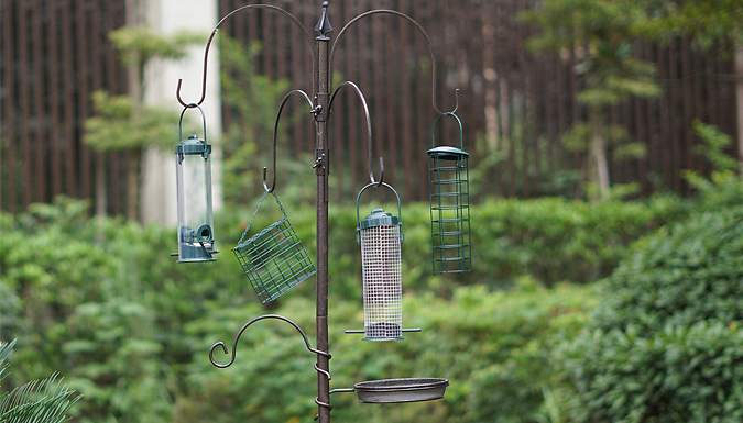 Garden Bird Feeding Station With Hanging Feeders
