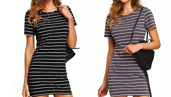 Short Sleeve Striped Dress - 5 Sizes & 5 Colours