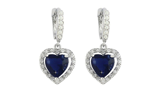 White Gold Finish Heart-Cut Created Diamond Earrings