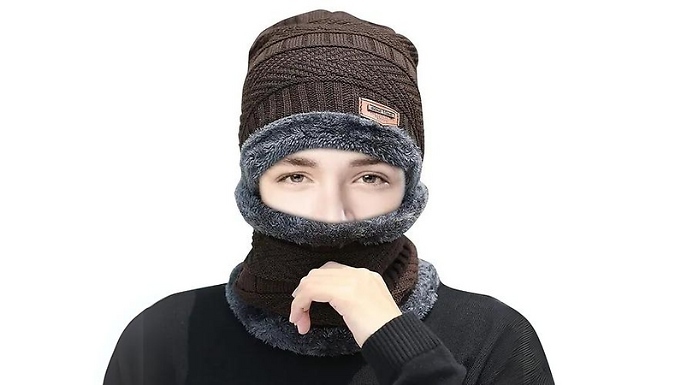 Chunky Cable Knit Hat & Neck Snood Set- 5 Colours at Go Groopie IE