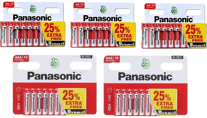 50-Pack Panasonic Zinc Carbon AA & AAA Batteries