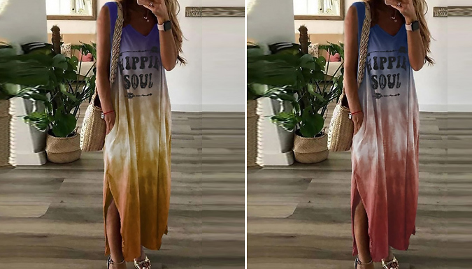 Hippie Soul Tie Dye Maxi Dress - 6 Sizes & 4 Colours at Go Groopie