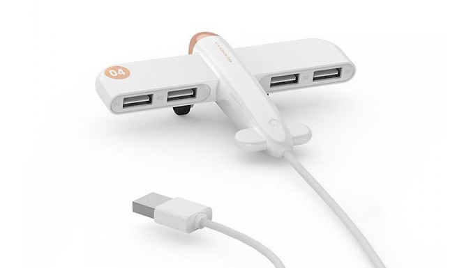 Aeroplane 4 Port USB Hub Splitter - 3 Colours