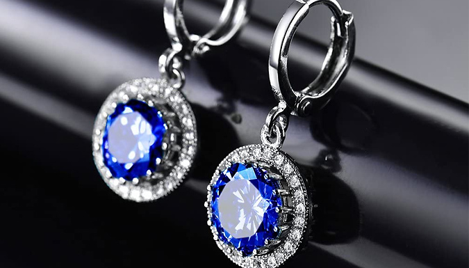 Blue Created Diamond Lever Back Drop Earrings