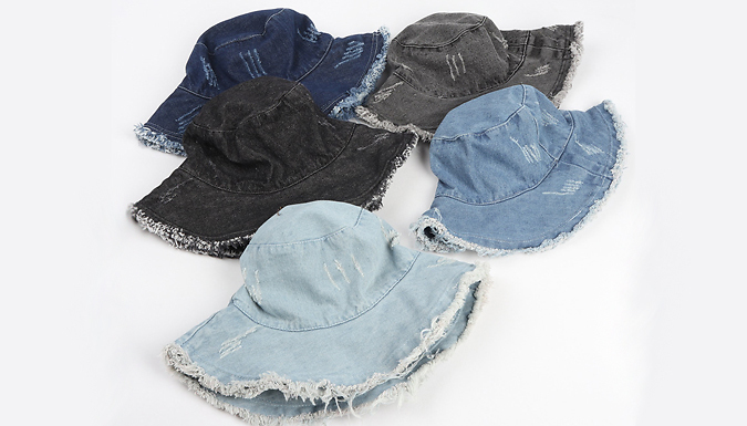 Distressed Denim Bucket Hat - 5 Colours from Go Groopie IE