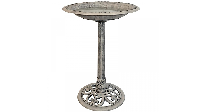 Stone Effect Free Standing Pedestal Bird Bath And Feeder