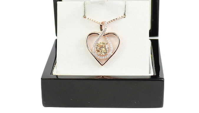 Rose Gold Yellow Gemstone Heart Necklace