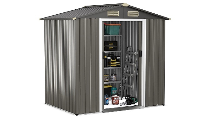 Costway 6x4 FT Galvanised Steel Storage Shed - with Lockable Sliding Door!