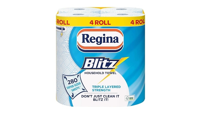 4-Pack of 3 Ply Regina Blitz Kitchen Roll