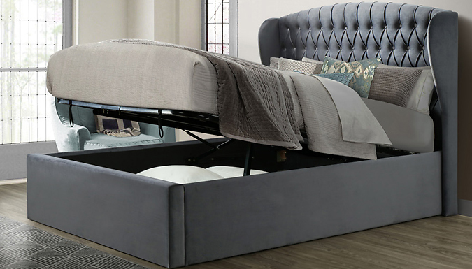 Warwick 4ft6 Double Grey Ottoman Storage Bed Frame