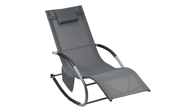 Garden Sun Lounger Rocking Chair - with Pillow Headrest!