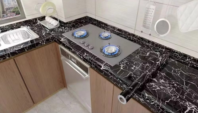 Self Adhesive Marble Style Oil-Proof Kitchen Film - 3 Colours