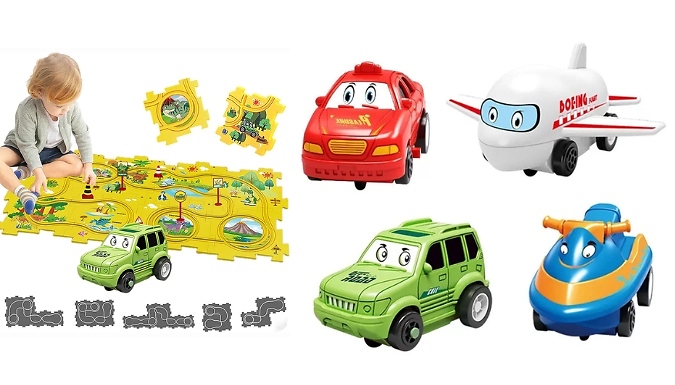 15 or 25-Piece Kids Electric DIY Car Track Puzzle Play Set - 4 Styles