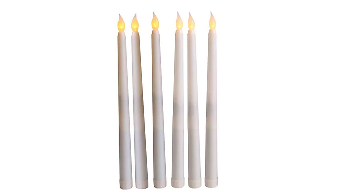 6-Piece LED Flameless Flickering Ivory Taper Candle Set