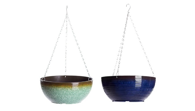 1 or 2-Pack Garden Gear Glazed Effect Hanging Basket - 2 Colours!