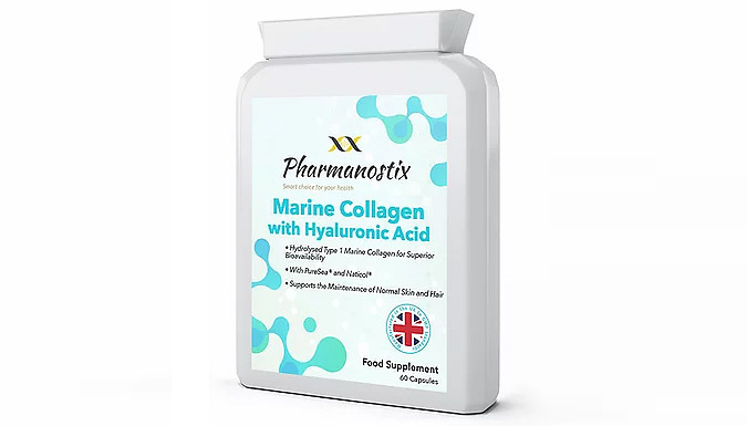 2-Month Supply of Marine Collagen with Hyaluronic Acid - 60 Capsules