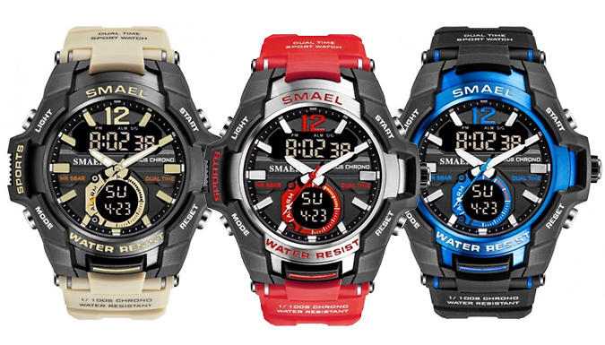 SMAEL Water-Resistant Digital Military Watch - 9 Colours