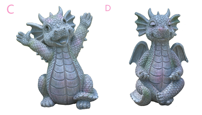 1 or 2 Happy Dragon Garden Statues - 6 Designs