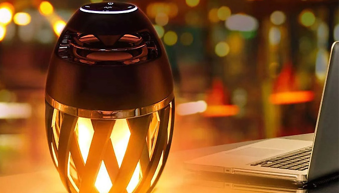 Wireless Bluetooth-Compatible Speaker with LED Flame Effect Light - 2 Designs