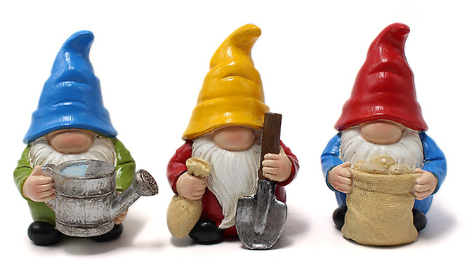 3-Piece Mini Gardening Gnomes Ornament Set