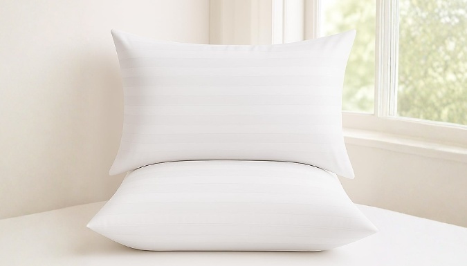 2 or 4-Pack Luxury Hotel Quality Satin Stripe Pillows - 2 Colours