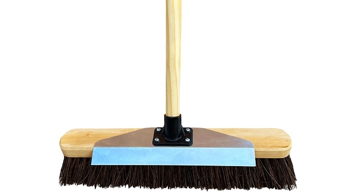 16-Inch Heavy-Duty Outdoor Broom with Metal Scraper - 1 or 2 Pack!