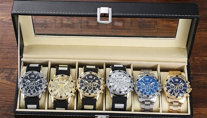 Men’s 6-Piece Watch Gift Set with Display Case - 2 Options!